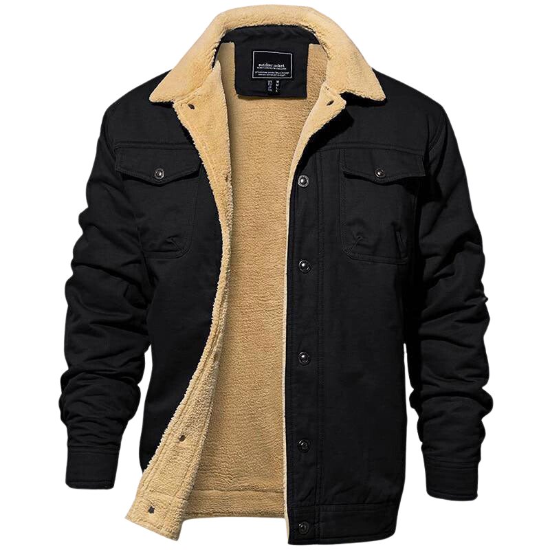 Men's Sherpa-Lined Trucker Jacket - Black