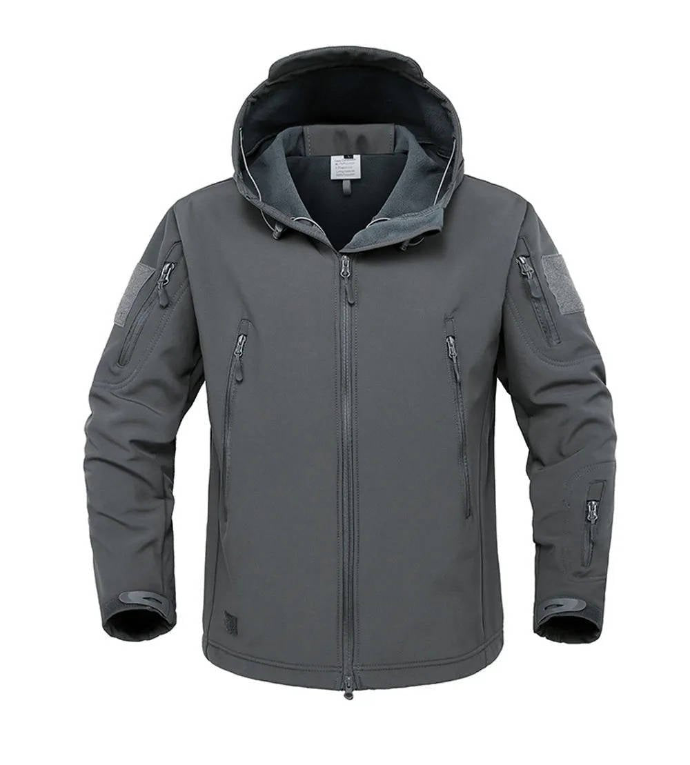 Men's Tactical Hooded Softshell Jacket - Gray