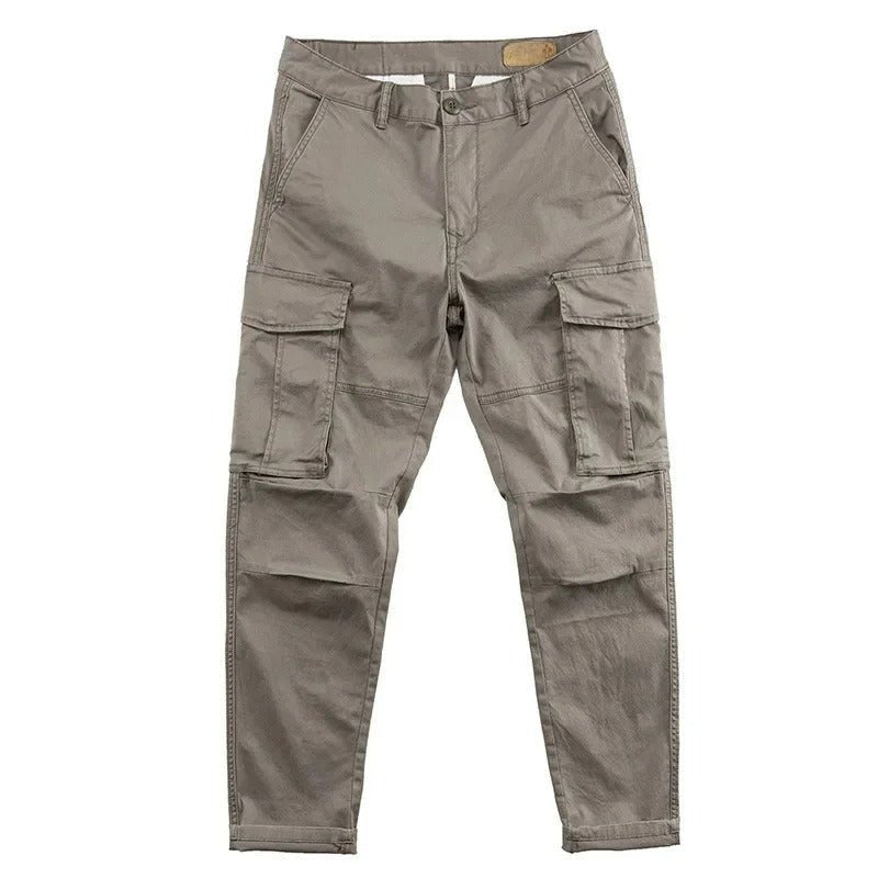 Men's Cotton Twill Cargo Trousers - Gray