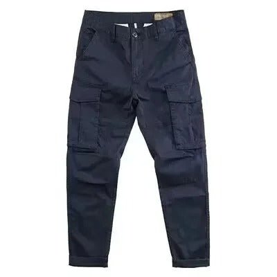 Men's Cotton Twill Cargo Trousers - Blue
