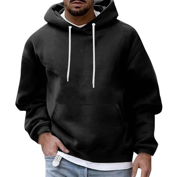Men's Oversized Pullover Hoodie - Black