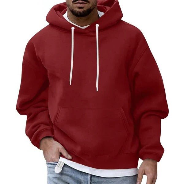 Men's Oversized Pullover Hoodie - Dark Red