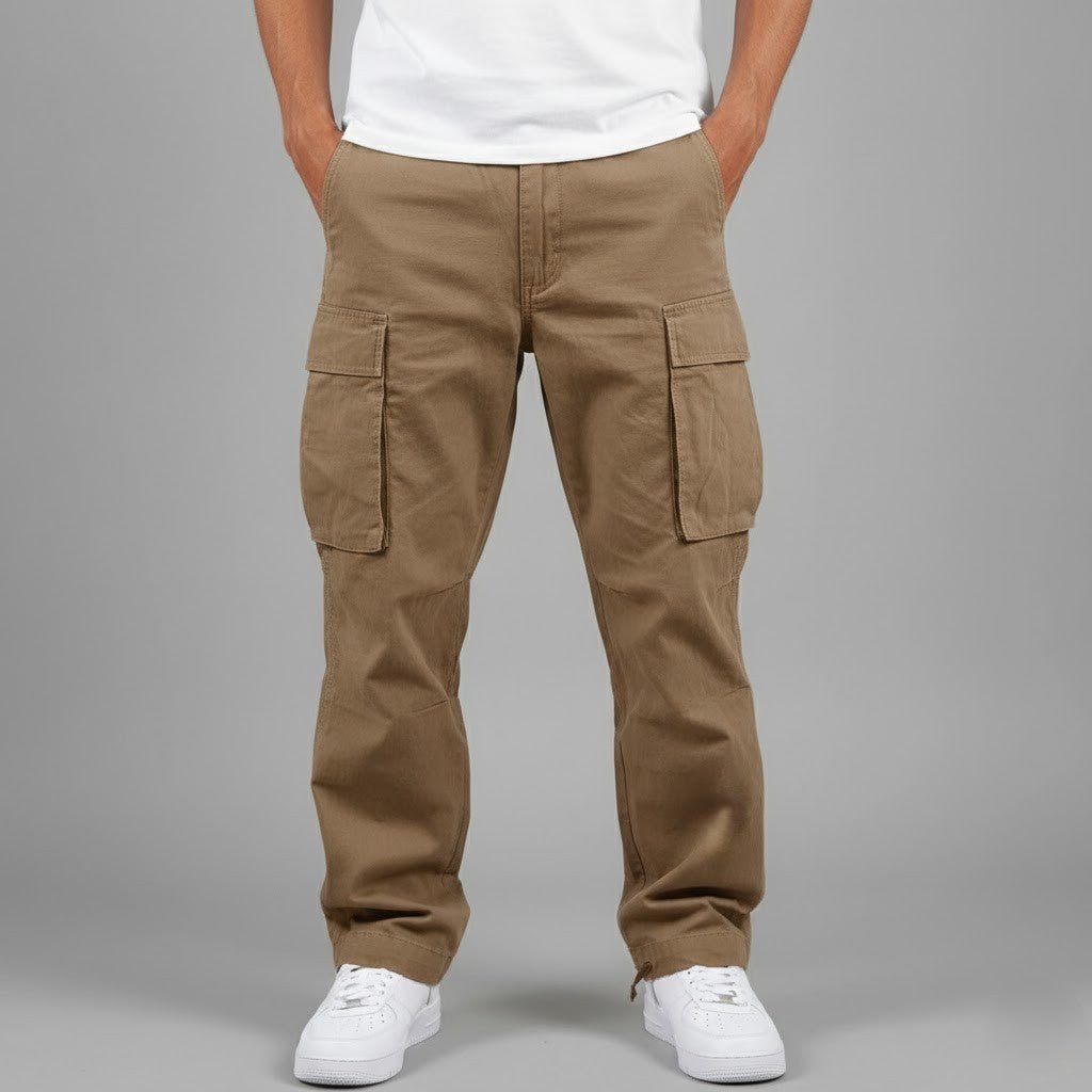 Men's Straight Fit Cargo Trousers - Brown