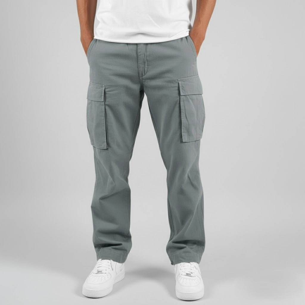 Men's Straight Fit Cargo Trousers - Grey