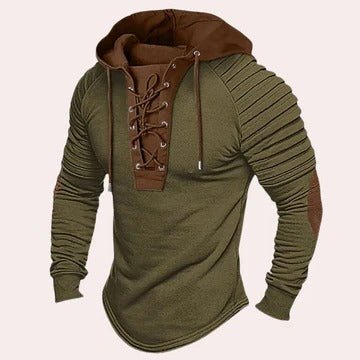 Men's Lace-Up Hooded Sweatshirt - Green