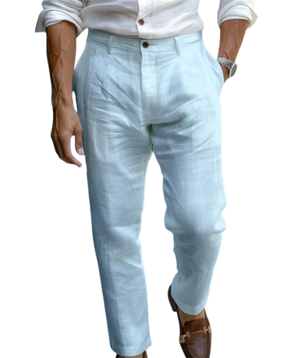 Men's Slim Chino Trousers - Light Blue