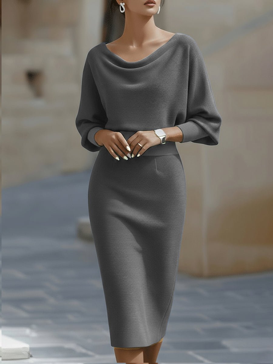 Women's Bodycon Knit Midi Dress - Grey