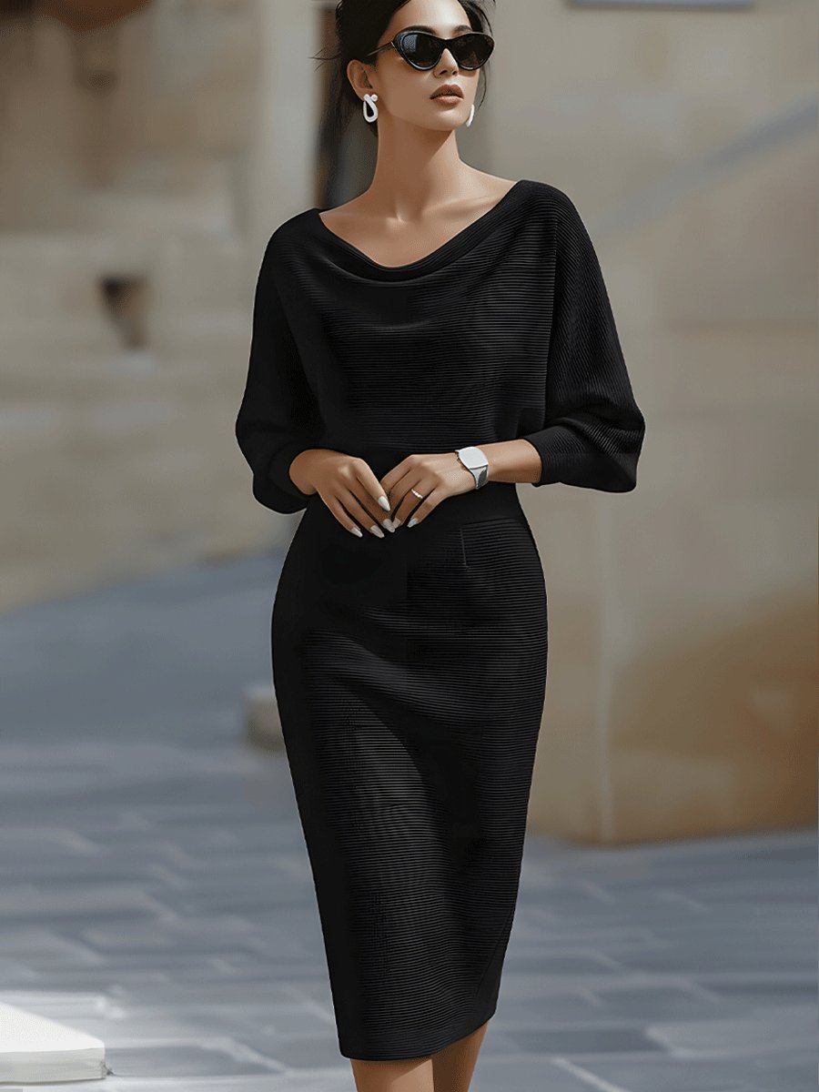 Women's Bodycon Knit Midi Dress - Black