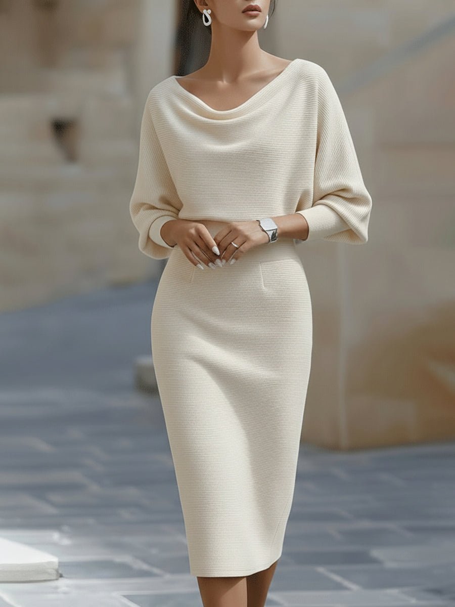Women's Bodycon Knit Midi Dress - Beige