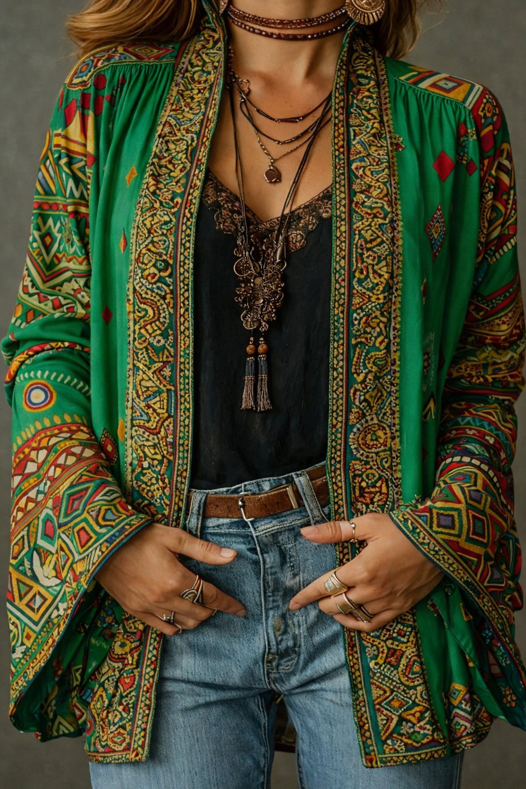 Women's Paisley Velvet Kimono Jacket