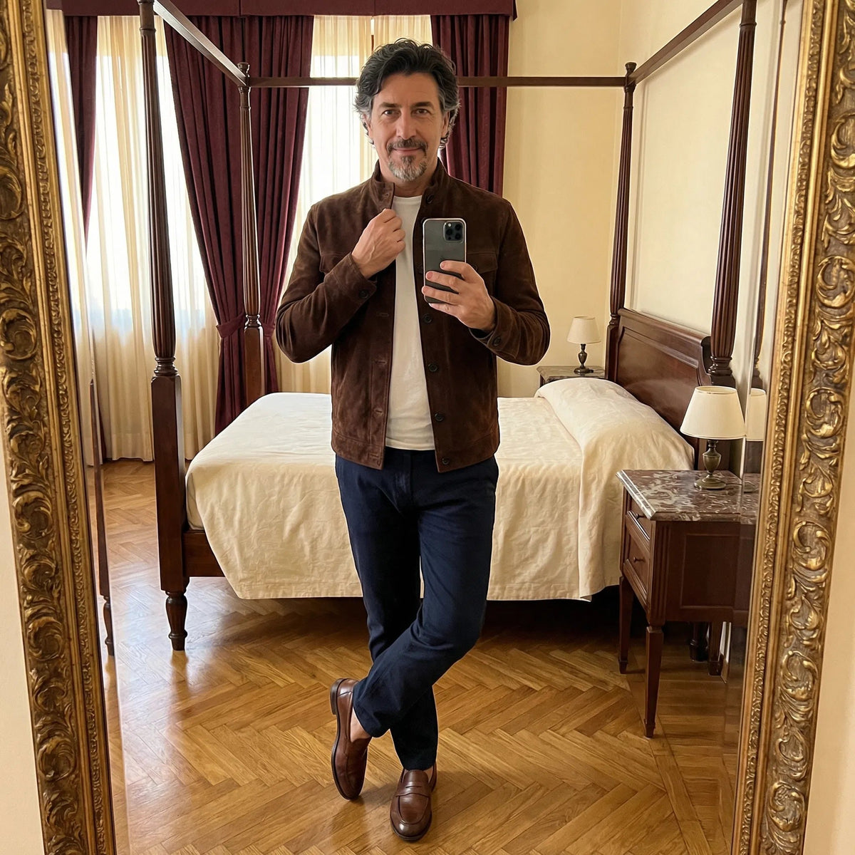 Men's Slim Suede Trucker Jacket