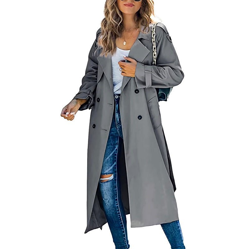 Women's Oversized Trench Coat - Gray