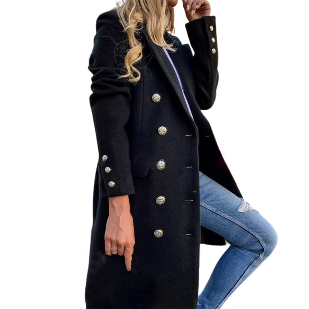 Women's Straight Wool Coat - Black