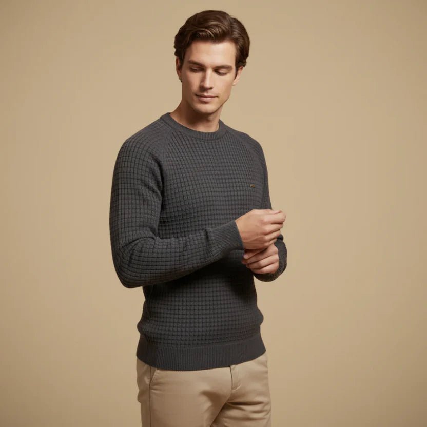 Men's Waffle Knit Crewneck Jumper