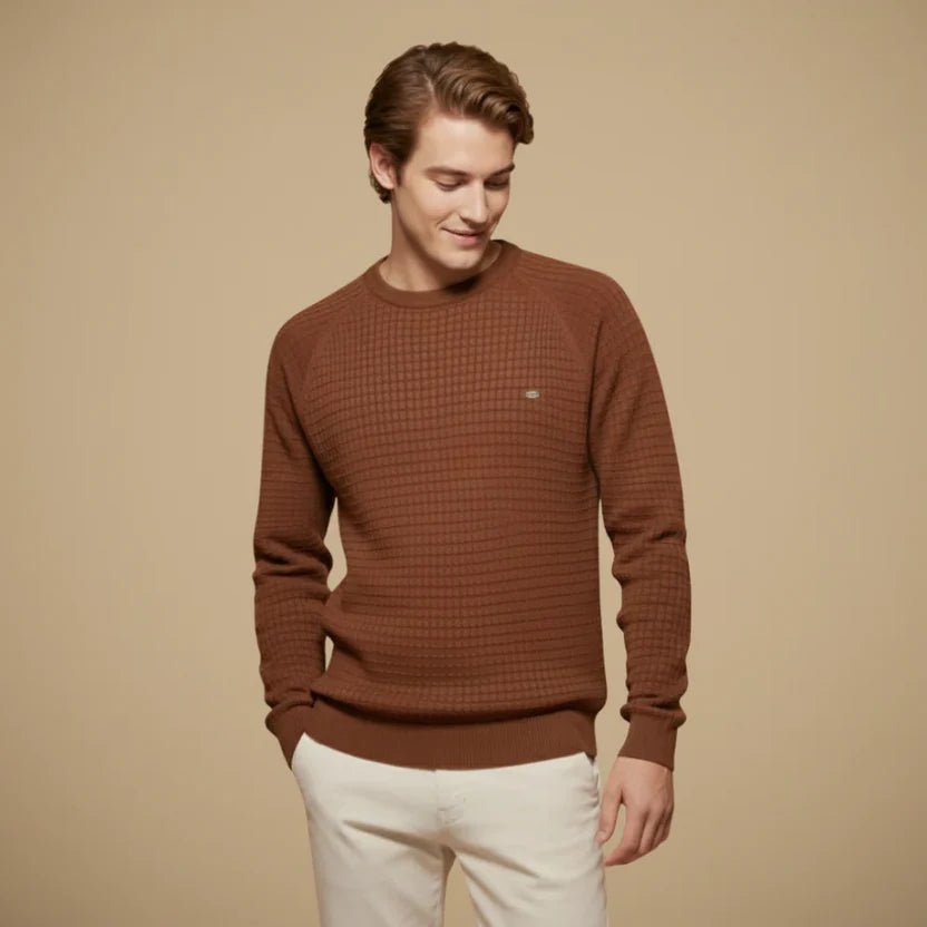 Men's Waffle Knit Crewneck Jumper
