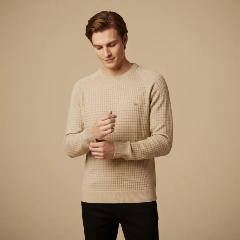 Men's Waffle Knit Crewneck Jumper