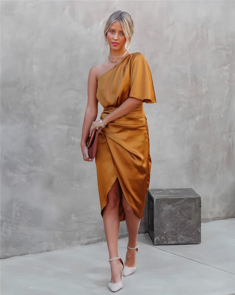 Women's Satin Cocktail Midi Dress