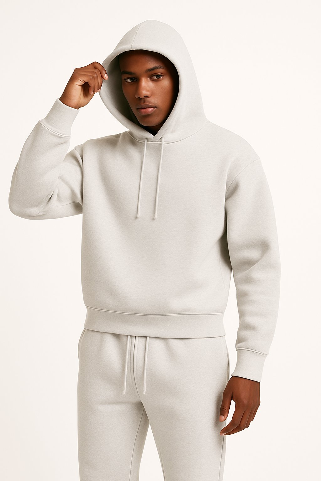 Men's Cropped Fleece Hoodie - Gray Suit