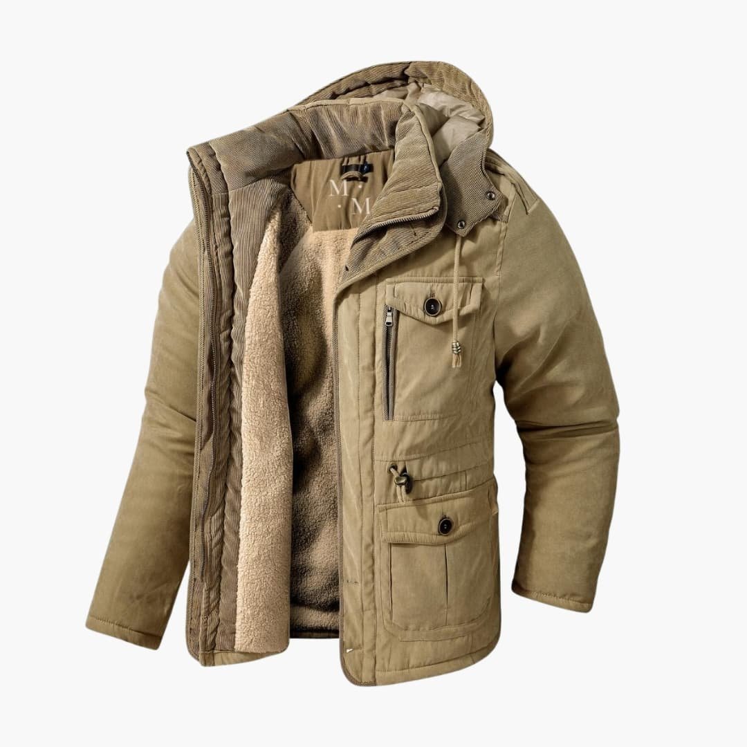 Men's Hooded Parka Jacket - Khaki