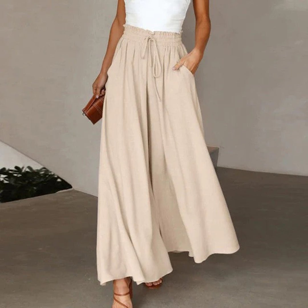 Women's Wide-Leg Palazzo Trousers - Beige