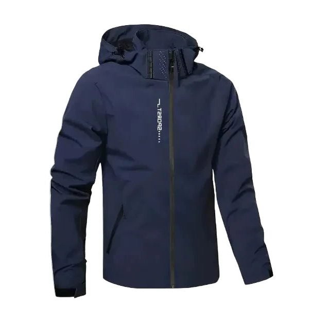 Men's Hooded Windbreaker Jacket - Navy Blue