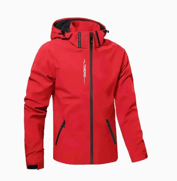 Men's Hooded Windbreaker Jacket - Red