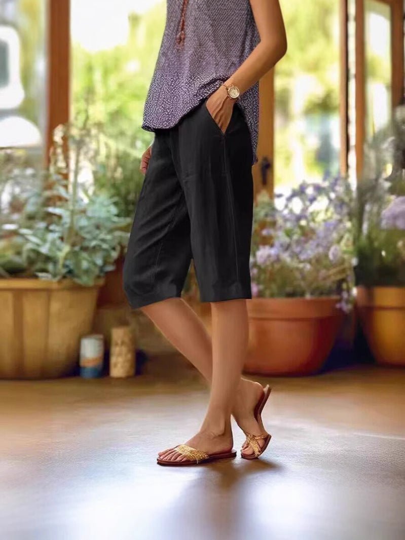 Women's Cropped Wide-Leg Trousers - Black