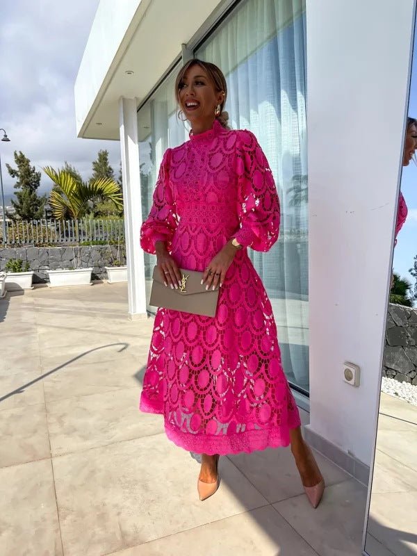 Women's Cocktail Midi Dress - Pink