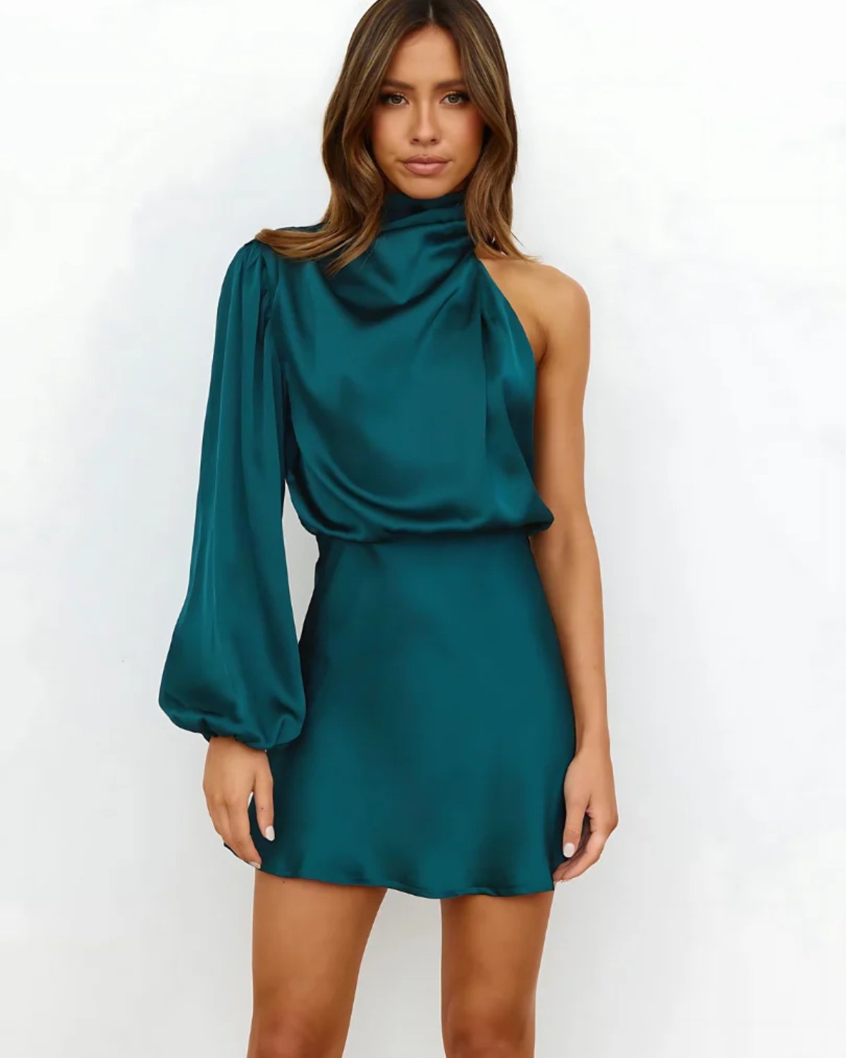 Women's Cocktail Satin Mini Dress - Blue
