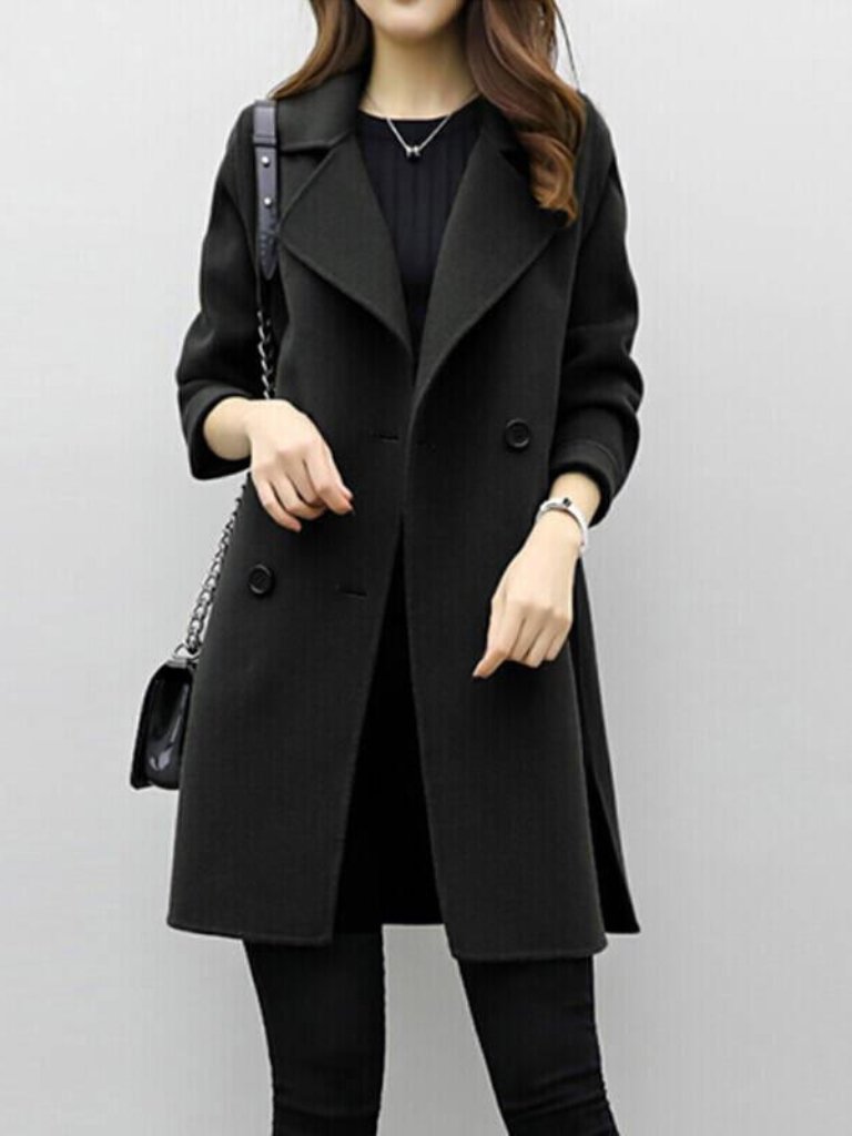 Women's Oversized Wool Coat - Black