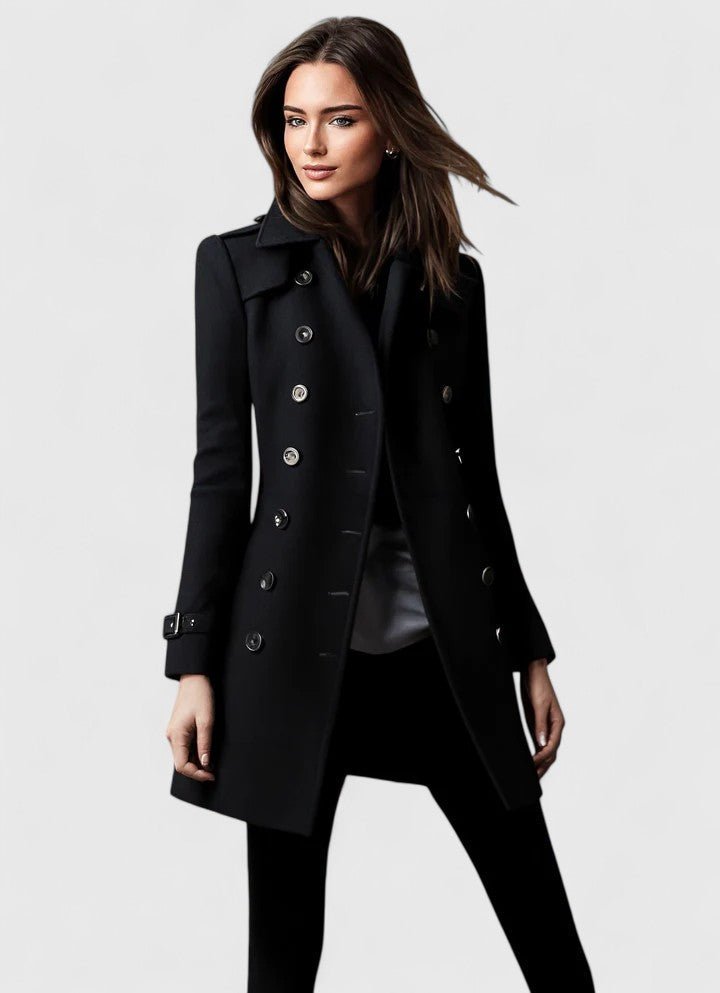 Women's Slim Wool Coat - Black