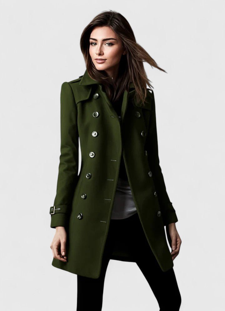 Women's Slim Wool Coat - Green