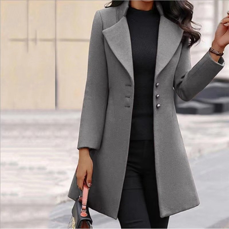 Women's Slim Wool Coat - Gray