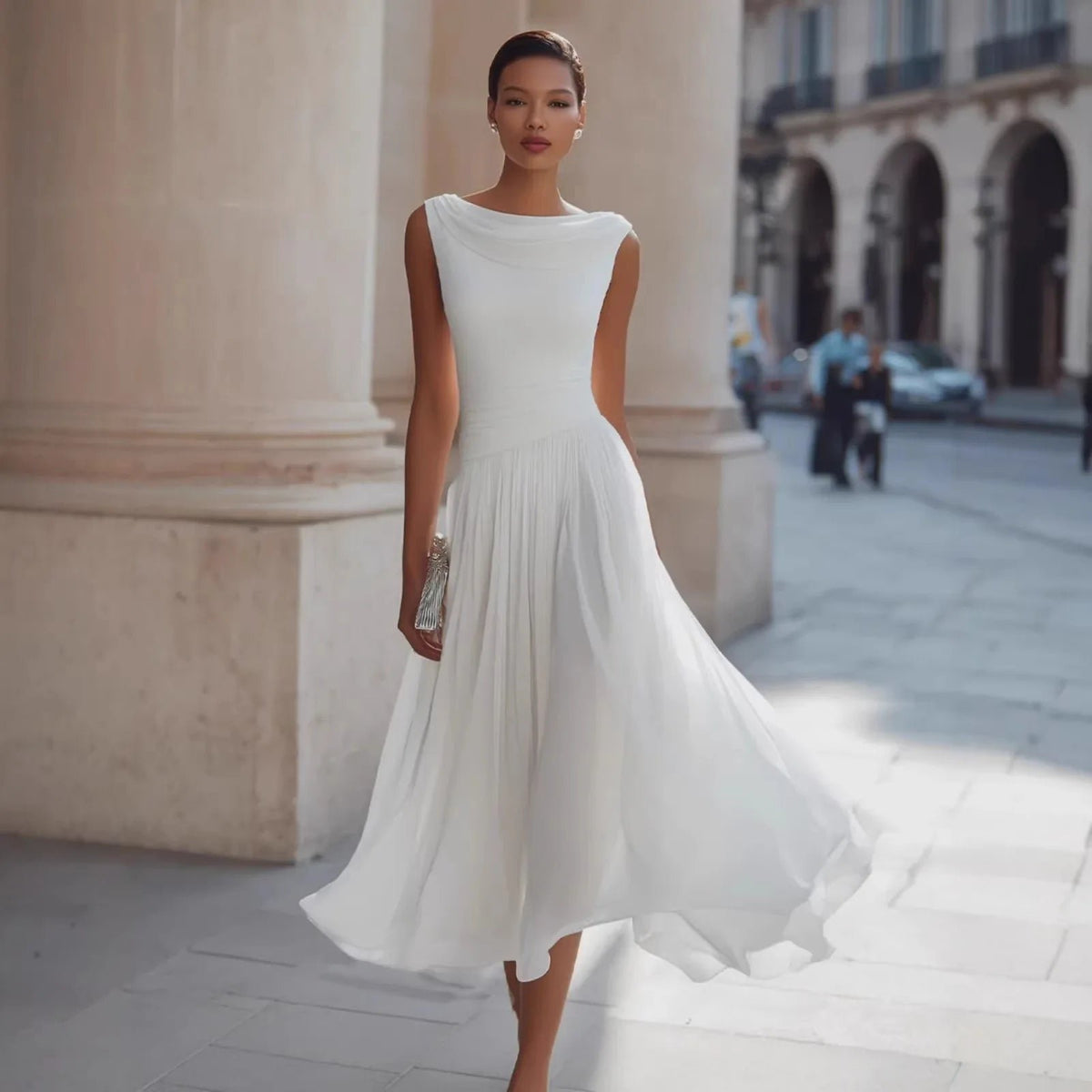 Women's Midi Cocktail Chiffon Dress