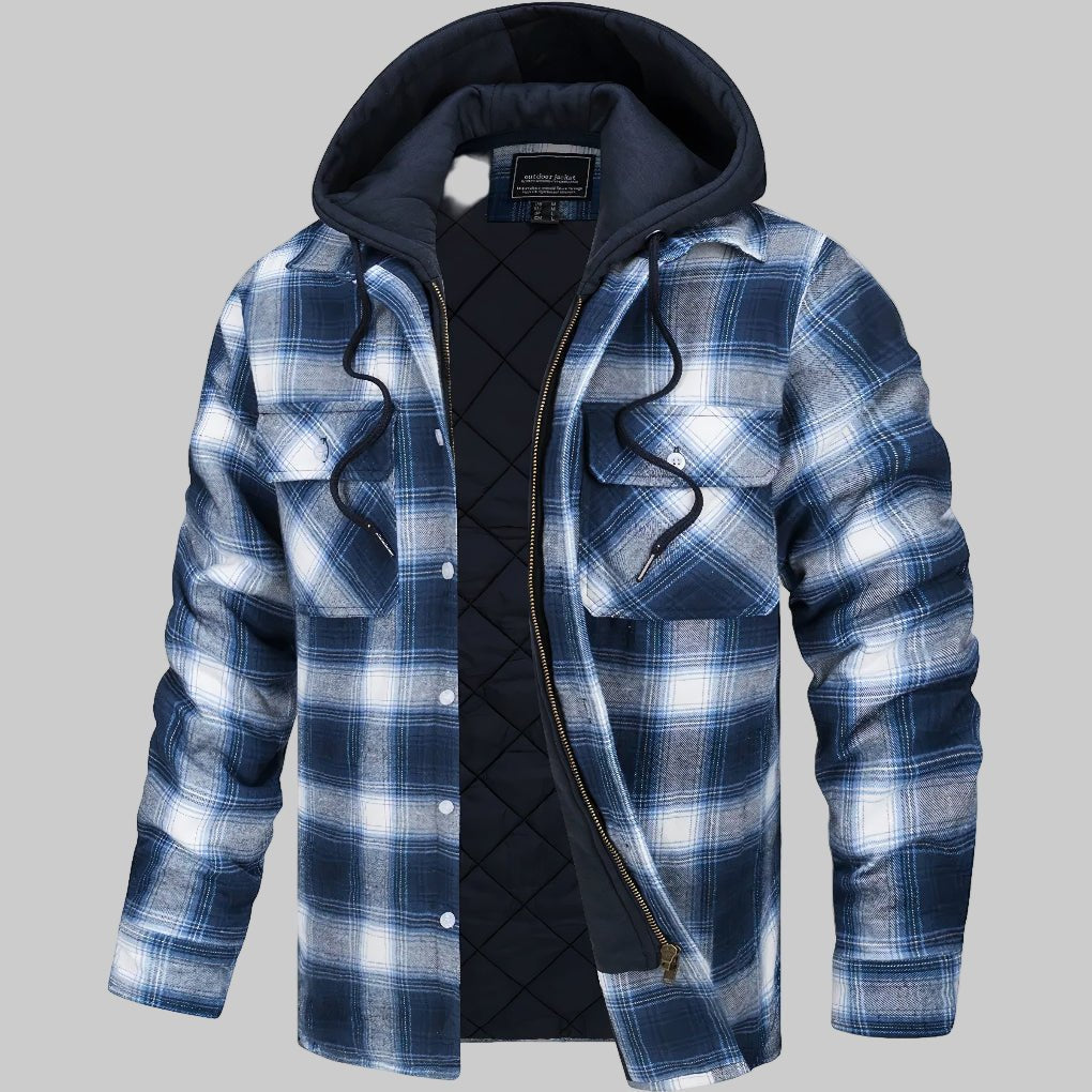 Men's Plaid Flannel Shacket - White
