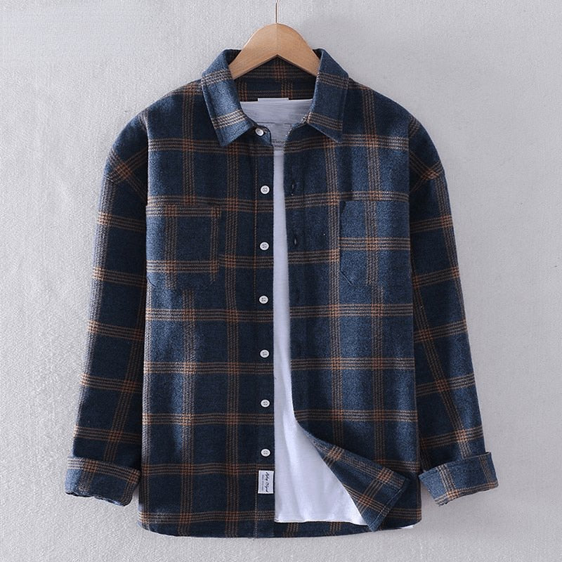 Men's Plaid Flannel Shirt - Blue