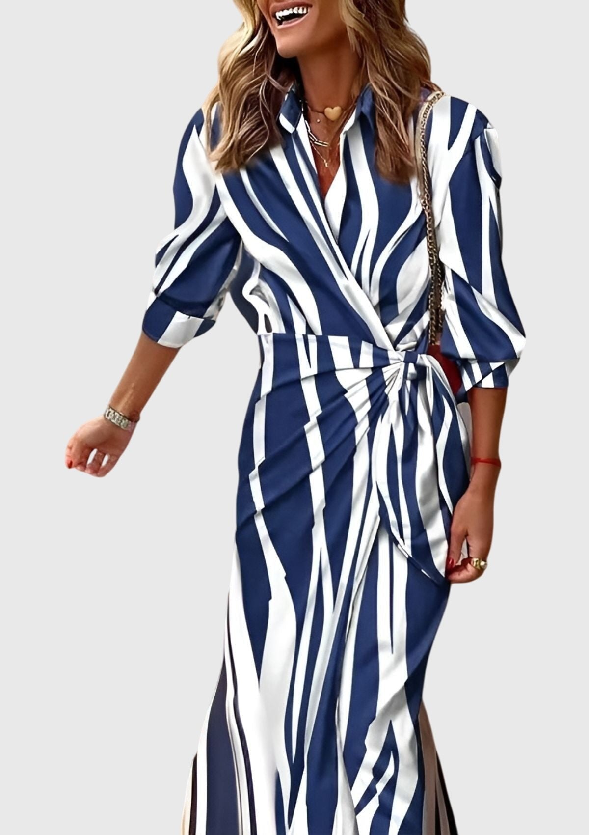 Women's Satin Wrap Midi Dress