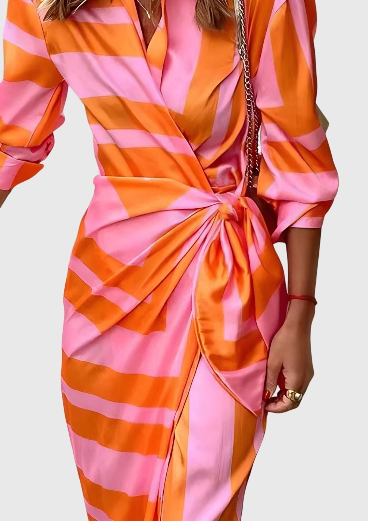 Women's Satin Wrap Midi Dress
