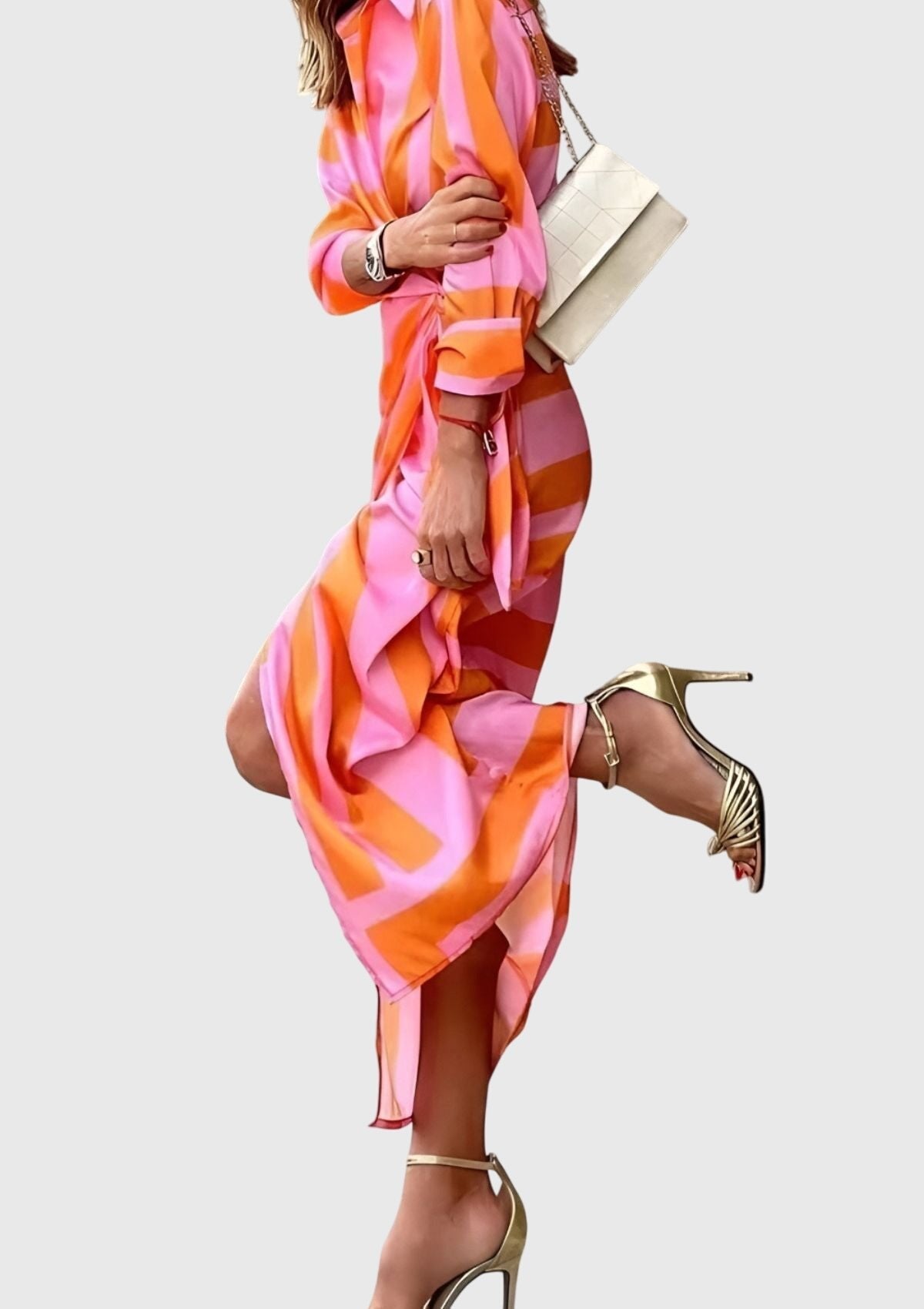 Women's Satin Wrap Midi Dress