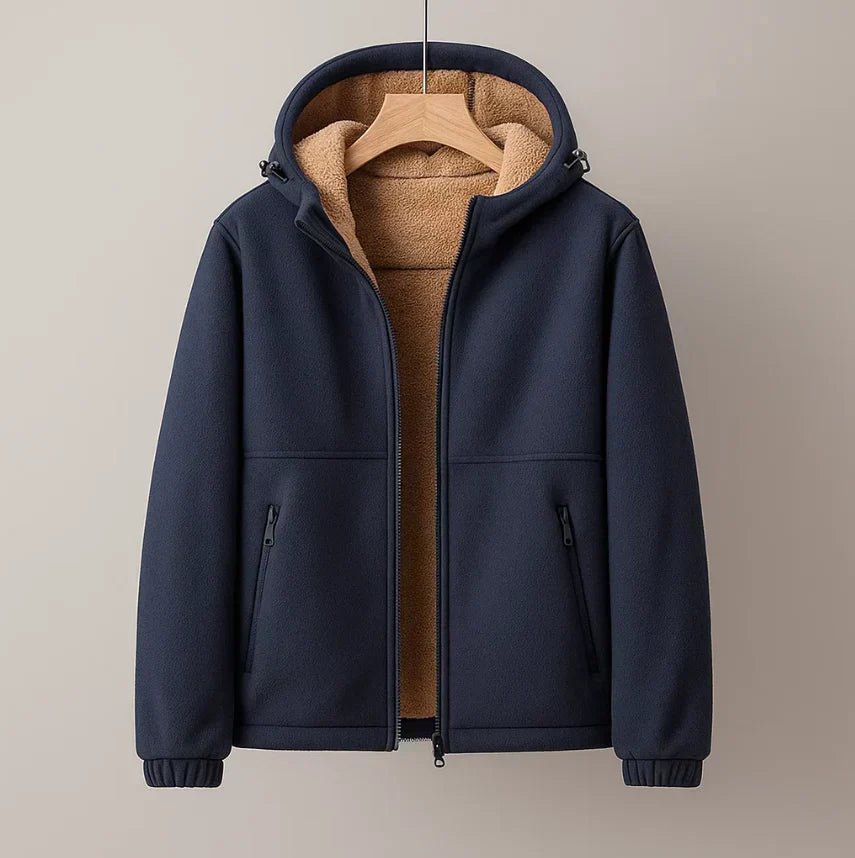 Men's Hooded Fleece Jacket - Navy Blue