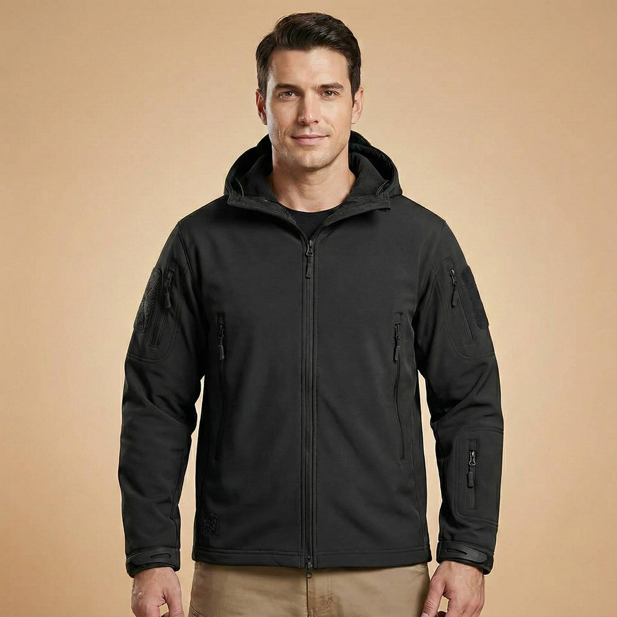 Men's Softshell Hooded Jacket - Black