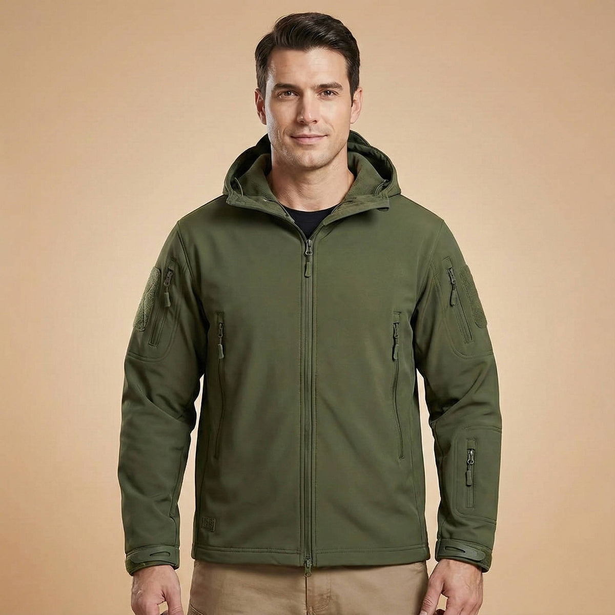 Men's Softshell Hooded Jacket - Green