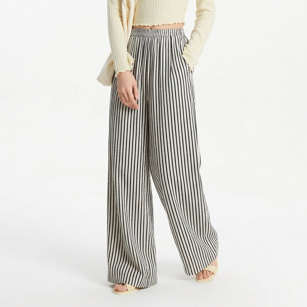 Women's Striped Wide-Leg Trousers