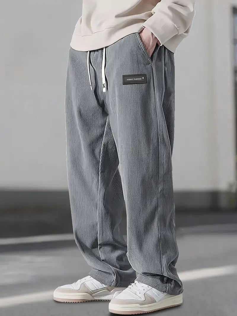 Men's Corduroy Wide-Leg Trousers - Grey