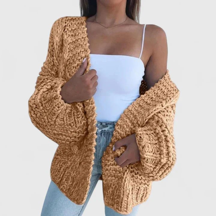 Women's Oversized Knit Cardigan - Brown