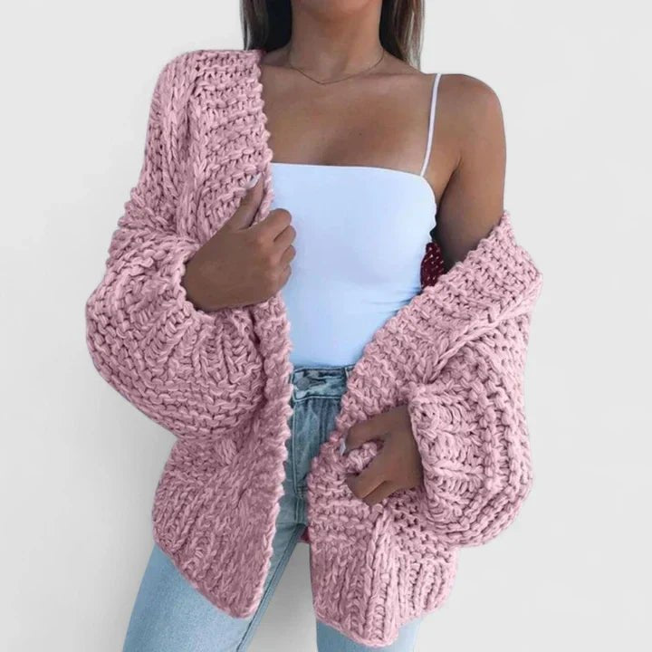 Women's Oversized Knit Cardigan - Pink