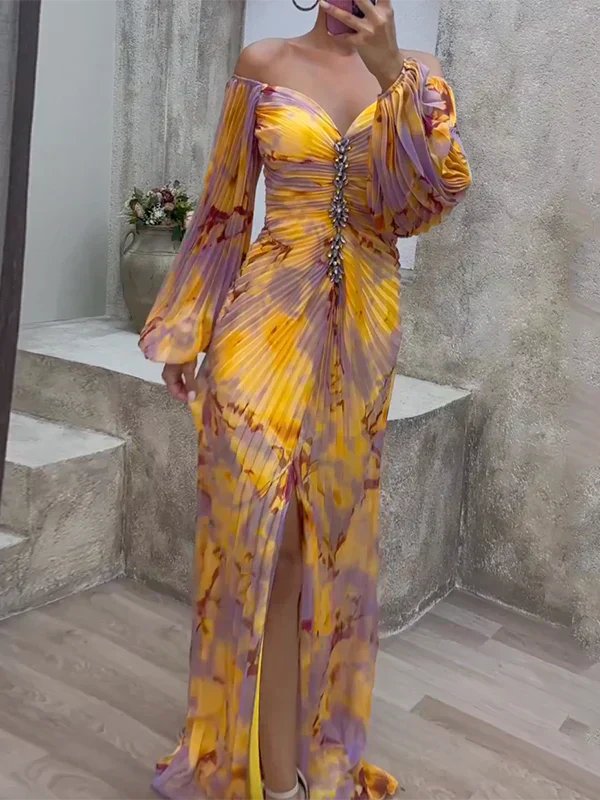 Women's Floral Maxi Off-Shoulder Party Dress
