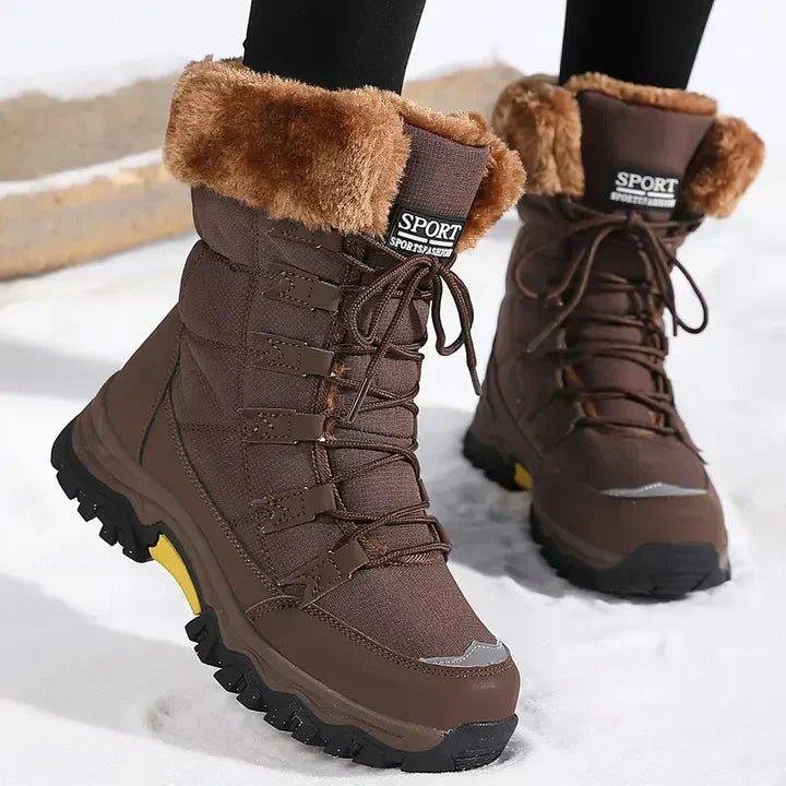 Women's Mid-Calf Snow Boots - Brown