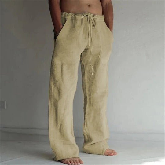 Men's Wide-Leg Beach Trousers - Khaki