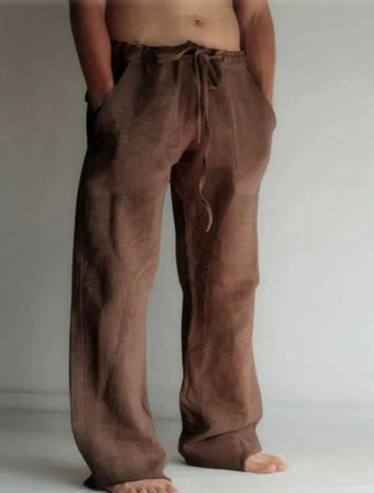 Men's Wide-Leg Beach Trousers - Brown
